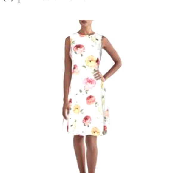 Gabby Skye Floral fit and flare dress flower white red pink yellow 12 sleeveles - Picture 2 of 9